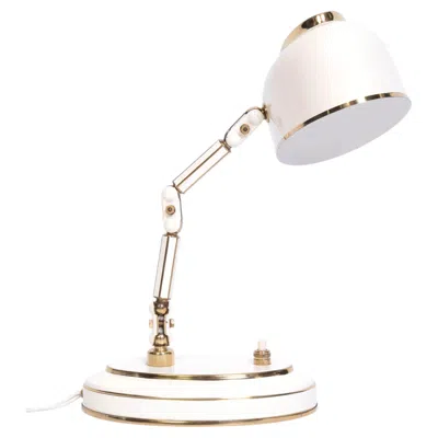Pre-owned Stilnovo Italian Mid-century  Table Lamp, Cream Enamel & Brass, C.1950 In White