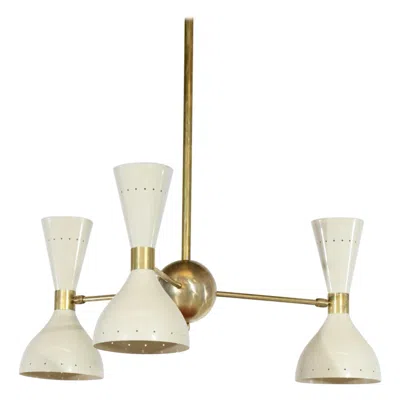 Pre-owned Stilnovo Italian Modern Chandelier "pita", Off-white  Style In Sand
