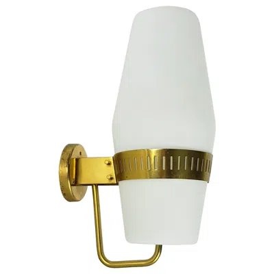 Pre-owned Stilnovo Large Brass And Glass Yellow Label 2078 Sconce From , 1959