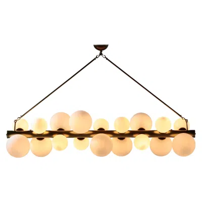 Pre-owned Stilnovo Large Italian Chandelier 18 Lights, Opaline Glasses In Transparent