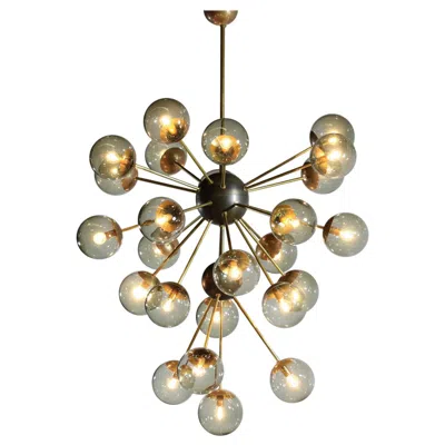 Pre-owned Stilnovo Large Italian Chandelier "galassia" 25 Smoked Glass Spootnik In Sand