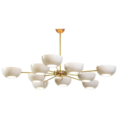 Pre-owned Stilnovo Large Italian Modern Chandelier With 10 Arms In Gino Sarfatti Style "gaia" In Sand