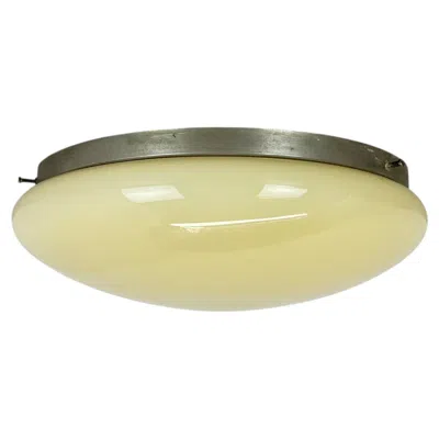 Pre-owned Stilnovo Large Modernist Art Deco Metal Plafoniere Ceiling Flushmount Light, France 1920s In Sand