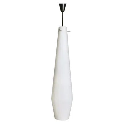 Pre-owned Stilnovo Large Vintage White Encased Glass And Brass Pendant By , Italy