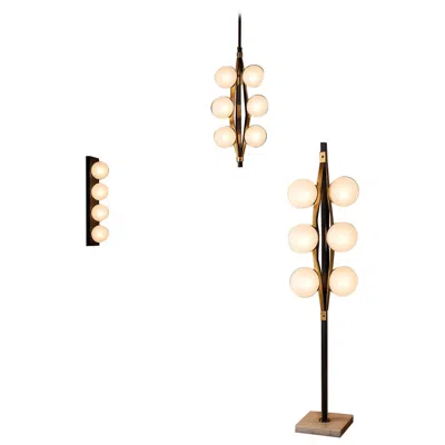 Pre-owned Stilnovo Lighting Set, Nickel-plated Brass & Opal Glass, Italy, 1950s In White