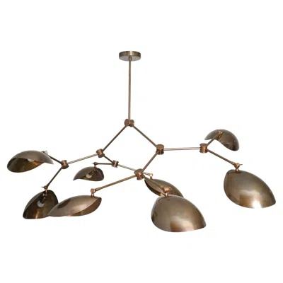 Pre-owned Stilnovo Massive Oversize Scoop Brass Chandelier Mcm Style In Brown