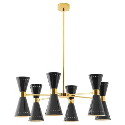 Pre-owned Stilnovo 'megafono' 6-arm Chandelier In Black And Brass