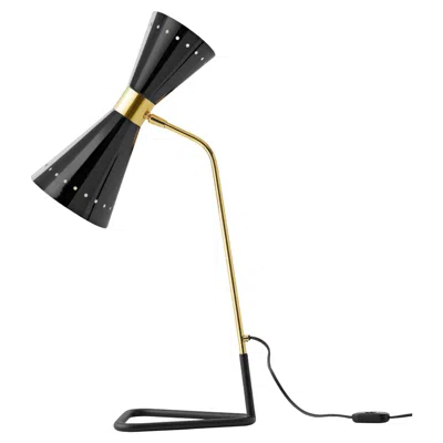 Pre-owned Stilnovo 'megafono' Glossy Black Metal Table Lamp For