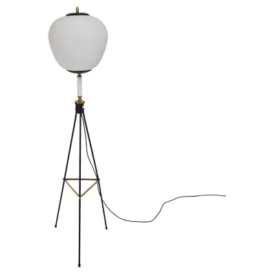 Pre-owned Stilnovo Mid Century  Tripod Floor Lamp With Opaline Glass, Italy 1950's In Transparent