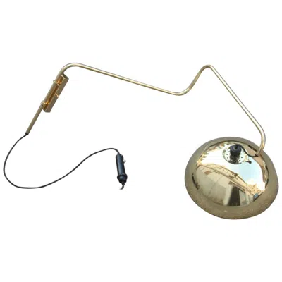 Pre-owned Stilnovo Midcentury Adjustable Wall Lamp 1950 Brass Gold Italian Cup Go Up And Down In Brown