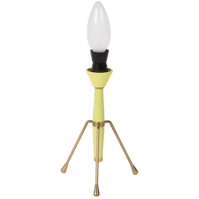 Pre-owned Stilnovo Midcentury Brass And Lacquered Metal Tripod Italian Table Lamp, 1950s In Sand