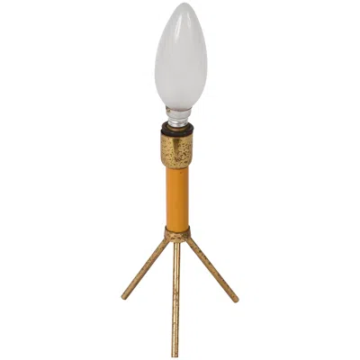 Pre-owned Stilnovo Midcentury Brass And Lacquered Metal Tripod Italian Table Lamp, 1950s In Sand