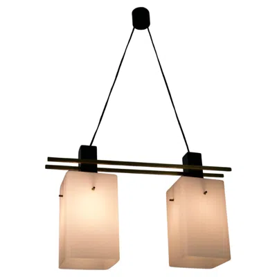 Pre-owned Stilnovo Mid-century Brass And Opal Glass Ceiling Lamp By , Italy, 1960s In Sand