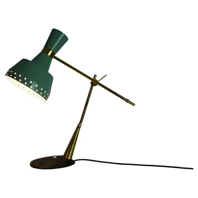 Pre-owned Stilnovo Mid-century Italian Brass And Metal Table Lamp, 1960s In Black