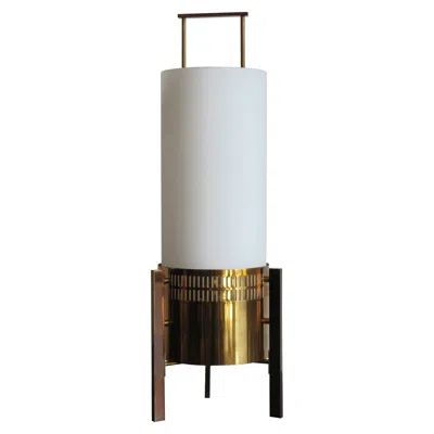 Pre-owned Stilnovo Midcentury Italian Brass Glass Table Lamp, Floor Lamp 1950s In Transparent