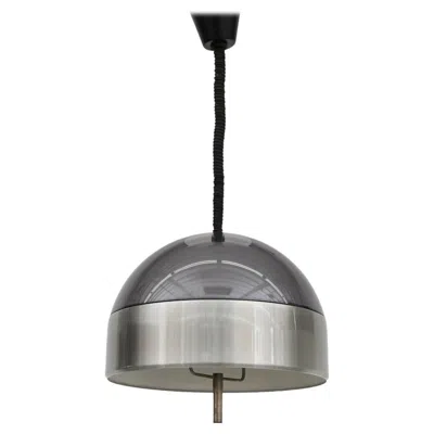 Pre-owned Stilnovo Mid-century Mod 1970's Space Age Dome Pendant With Smoked Plexi Shade In Transparent