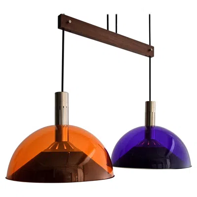 Pre-owned Stilnovo Mid-century Modern Purple And Orange Ceiling Lamp