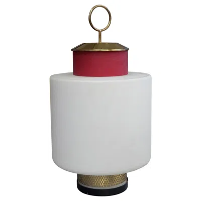 Pre-owned Stilnovo , Mid-century Modern Red Glass And Brass Table Lamp, 1950