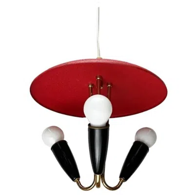 Pre-owned Stilnovo Mid-century Pendant Lamp In The Style Of , 1960s In Red