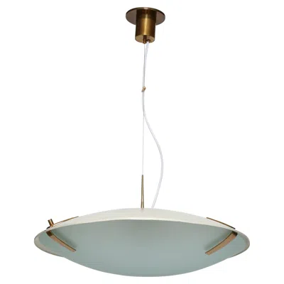 Pre-owned Stilnovo Model 1140 Pendant Light, Glass And Brass, 1960s In Transparent