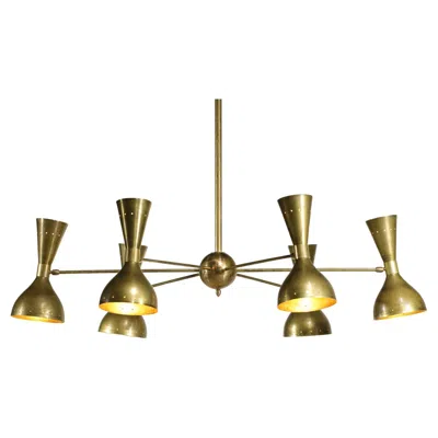 Pre-owned Stilnovo Modern Italian Chandelier "patina" Style Of  Vintage Design 6 Arms Ml136 In Brown
