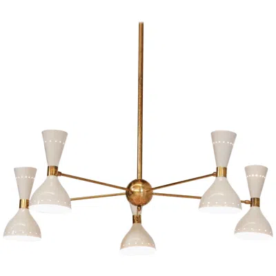 Pre-owned Stilnovo Modern Italian Chandelier,  Style "pita" 5 Arms In Sand