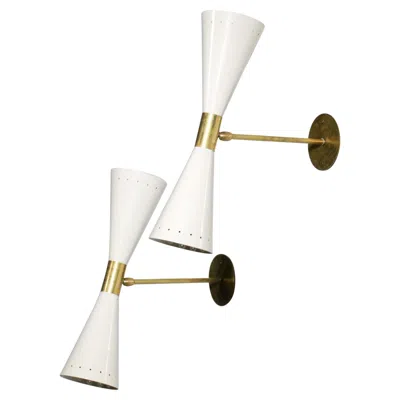 Pre-owned Stilnovo Modern Vintage Style Large White Diabolos "tuba" Sconce Ml136