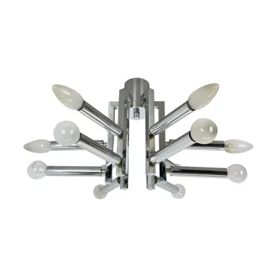 Pre-owned Stilnovo Modernist Huge Chromed Sputnik Sciolari Style Ceiling Light, Italy, 1970s In Transparent