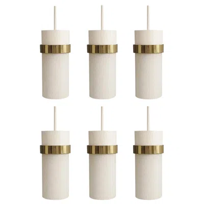 Pre-owned Stilnovo One Of ... Mid Century Vintage Glass And Metal Pendants Ceiling Lights, 1960s In Sand