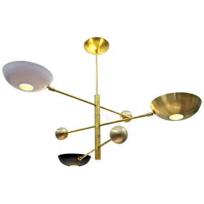 Pre-owned Stilnovo Orbitale Brass Chandelier 3 Rotating Balanced Arms, 120 Cm 48 Inches Diameter In Sand