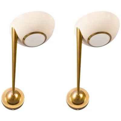 Pre-owned Stilnovo Pair Of 1950s Asymmetric Italian Sconces Attributed To  In Sand