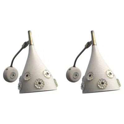 Pre-owned Stilnovo Pair Of Italian Vintage Adjustable Sconces Wall Lights, 1950s In Transparent