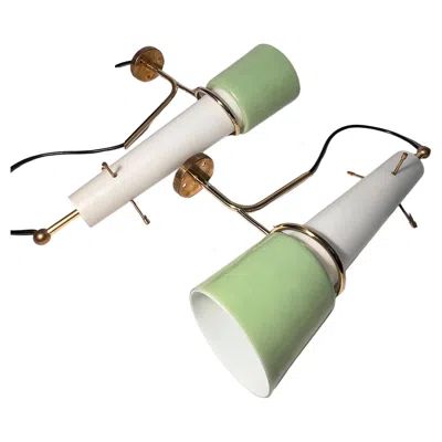 Pre-owned Stilnovo Pair Of Opaline Glass Wall Sconces In The Style Of  In Sand