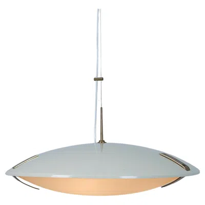 Pre-owned Stilnovo Pendant 1140 White Aluminium, Brass And Glass, Italy 1960