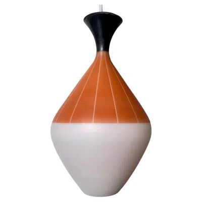 Pre-owned Stilnovo Pendant Light, Opaline Glass With Orange Decor, Italy 1950s