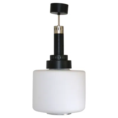 Pre-owned Stilnovo Pendant With Opaline Glass And Black Metal, Italy 1960's