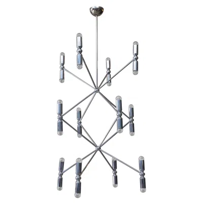 Pre-owned Stilnovo Rare 12-arm Chandelier With 24 Lights In Chrome, 1970s In Transparent