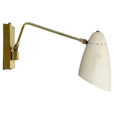 Pre-owned Stilnovo Rare Adjustable Brass  Style Theatre Wall Ceiling Light, Italy 1950s In Sand