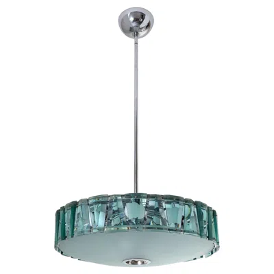Pre-owned Stilnovo Rare Mid-century Crystal And Chrome Pendant, 1960 In Sand