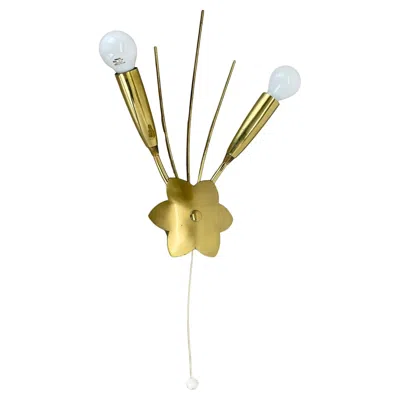Pre-owned Stilnovo Rare Minimalist 33cm Brass  Style Theatre Wall Light Sconce, Italy 1950s In Sand
