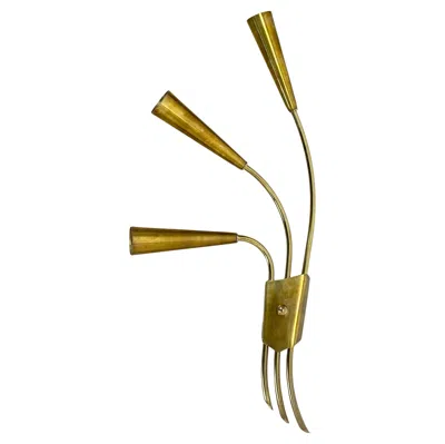 Pre-owned Stilnovo Rare Minimalist 53cm Brass  Style Theatre Wall Light Sconce, Italy 1950s In Brown