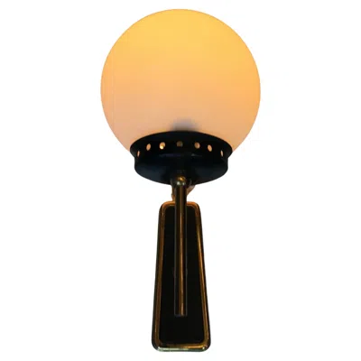 Pre-owned Stilnovo Sconce Brass Metal Glass 1950 Italy In Orange