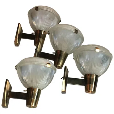 Pre-owned Stilnovo Sconces Brass Glass, 1955, Italy In Transparent