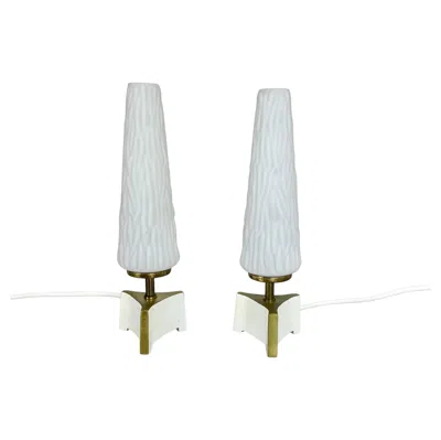 Pre-owned Stilnovo Set Of 2  Sarfatti Style "cone" Glass And Brass Table Light, Italy 1950s In Transparent