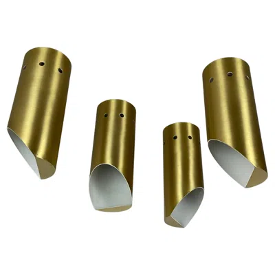 Pre-owned Stilnovo Set Of Four Minimalist Brass "tube" Wall Ceiling Light Sconces, Italy 1970s In Brown