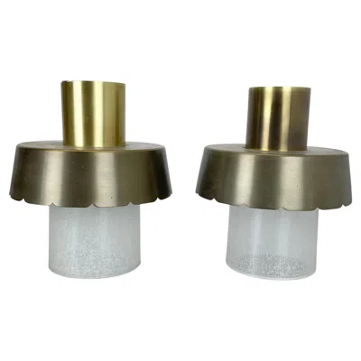 Pre-owned Stilnovo Set Of Two Minimalist Brass And Glass "tube" Ceiling Light, Italy 1970s In Transparent