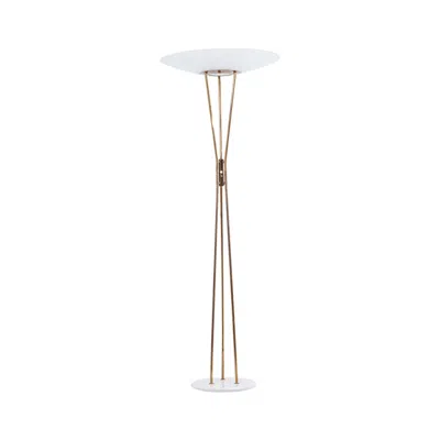 Pre-owned Stilnovo Signed  Floor Lamp With Brass And Marble Base, Italy, 1950s In Transparent