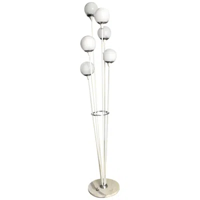 Pre-owned Stilnovo Style Floor Lamp Glass Marble Metal, 6 Lights, 1950, Italy “alberello” In Transparent