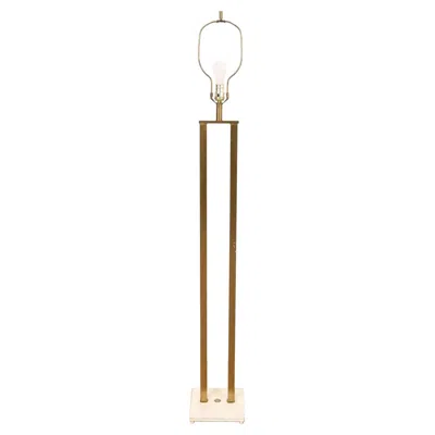Pre-owned Stilnovo Style Italian Mid-century Modern Brass And Marble Floor Lamp In Sand