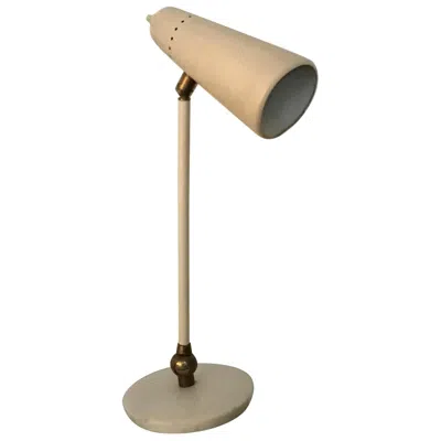 Pre-owned Stilnovo Style Table Lamp Marble Brass Metal 1950 Italy In Brown